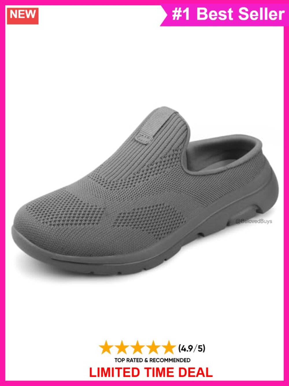 Women's Closed Toe Mesh Mule Walking Shoes Memory Foam Slip-On